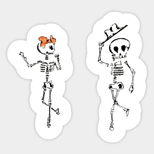 Skelly Lady And Gentleman HandDrawn Sketch Sticker